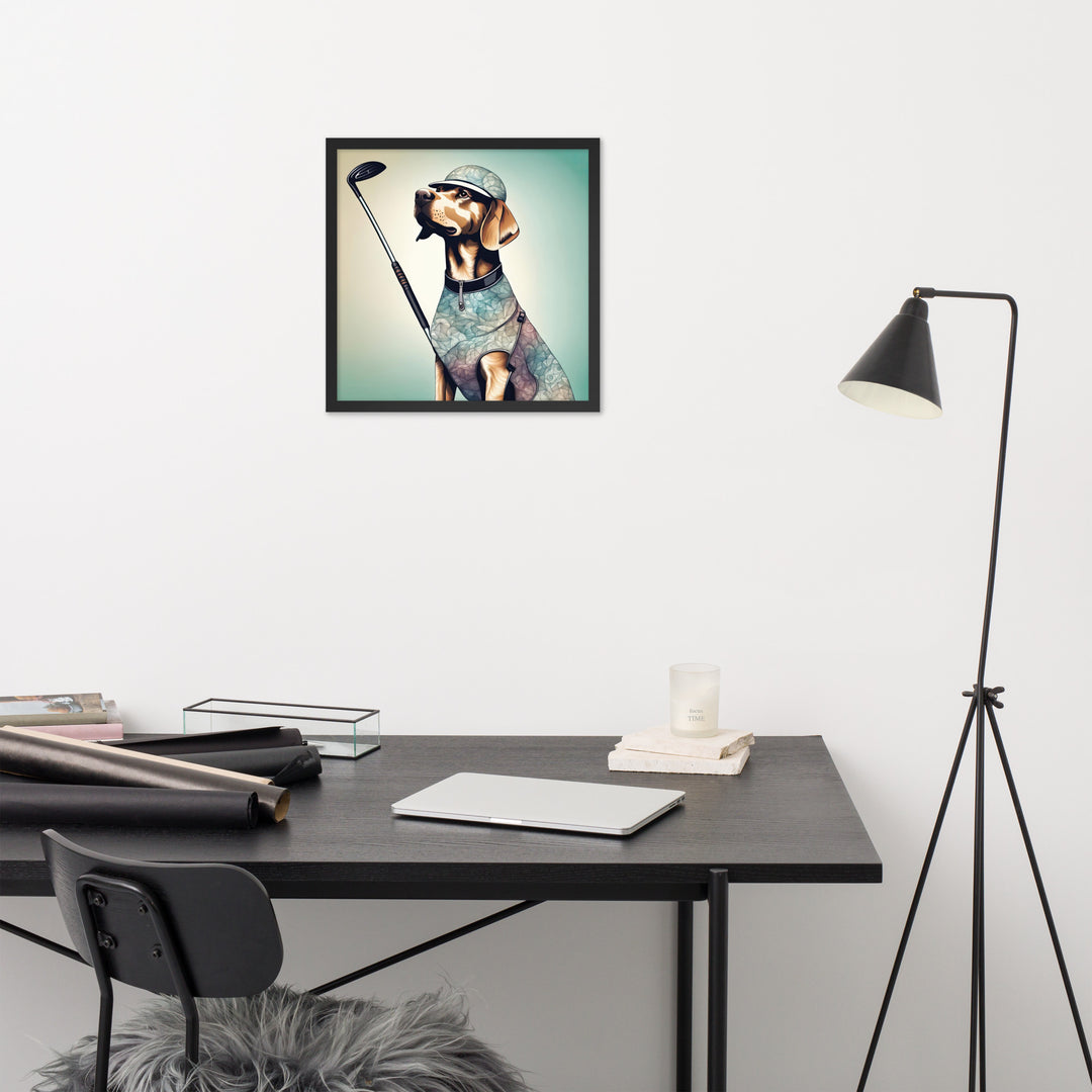 Framed poster-Labrador Retriever Golfer V8