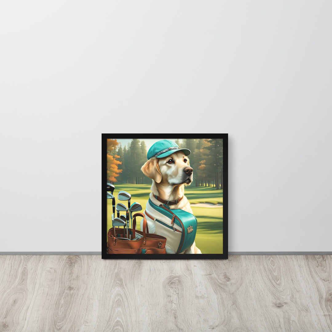 Framed poster-Labrador Retriever Golfer V10