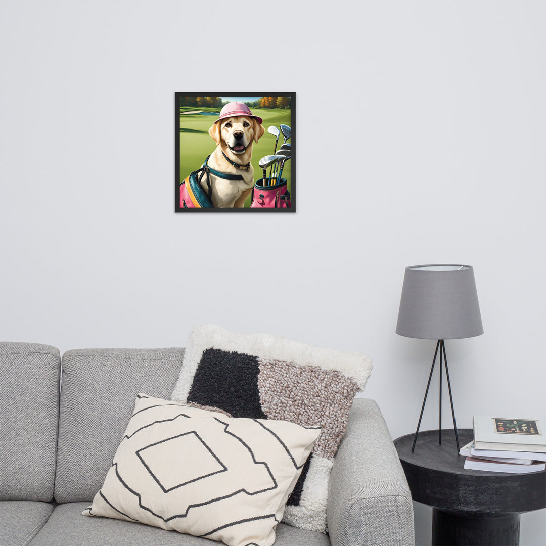 Framed poster-Labrador Retriever Golfer V19