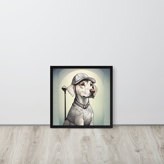 Framed poster-Labrador Retriever Golfer V22