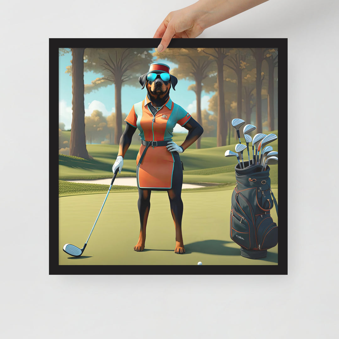 Rottweiler Golfer- Framed poster v4