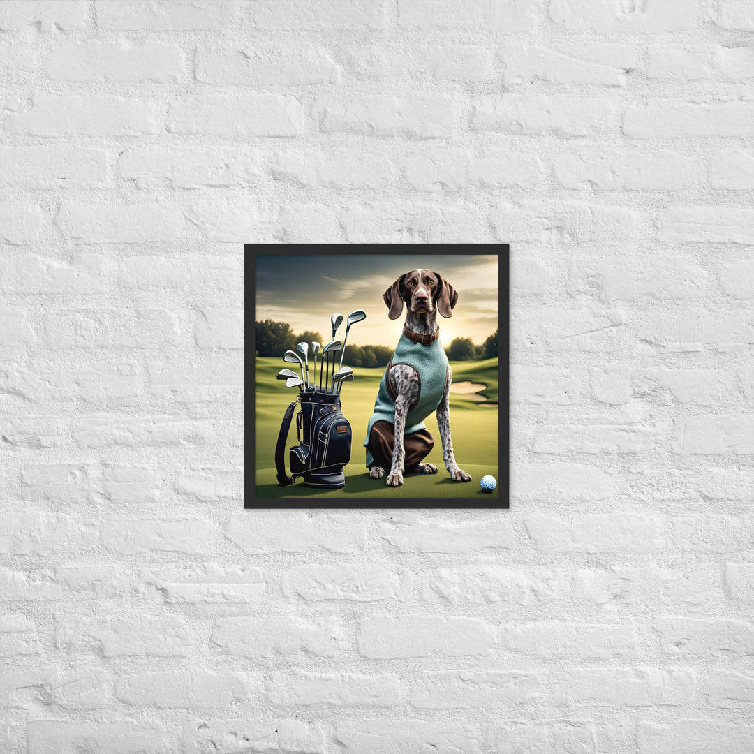 German Shorthaired Pointer Golfer- Framed poster v2