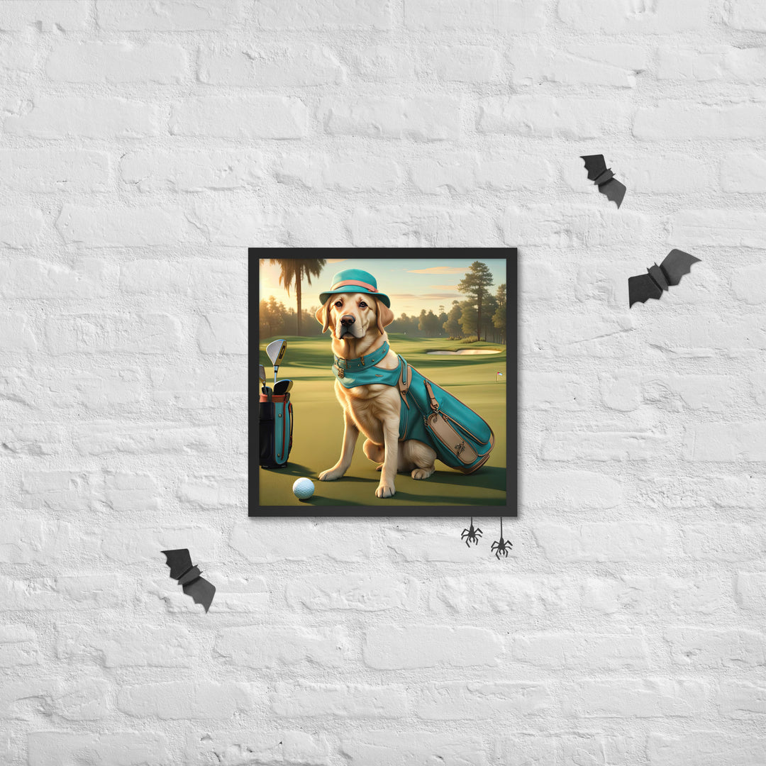 Framed poster-Labrador Retriever Golfer V12