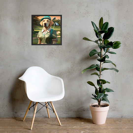 Framed poster-Labrador Retriever Golfer V14