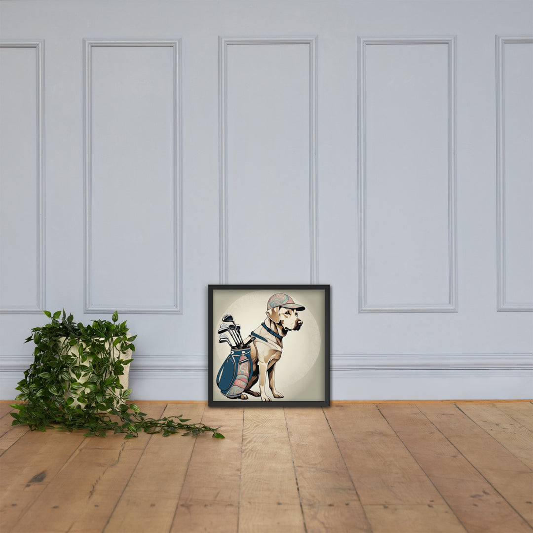 Framed poster-Labrador Retriever Golfer