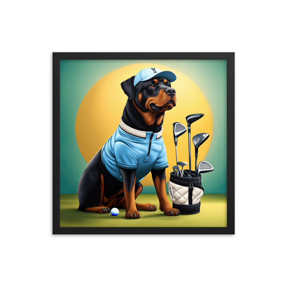 Rottweiler Golfer- Framed poster v2