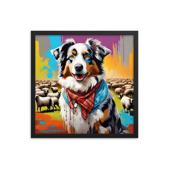 Australian Shepherd- Framed poster v3