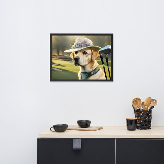 Framed poster-Labrador Retriever Golfer V5