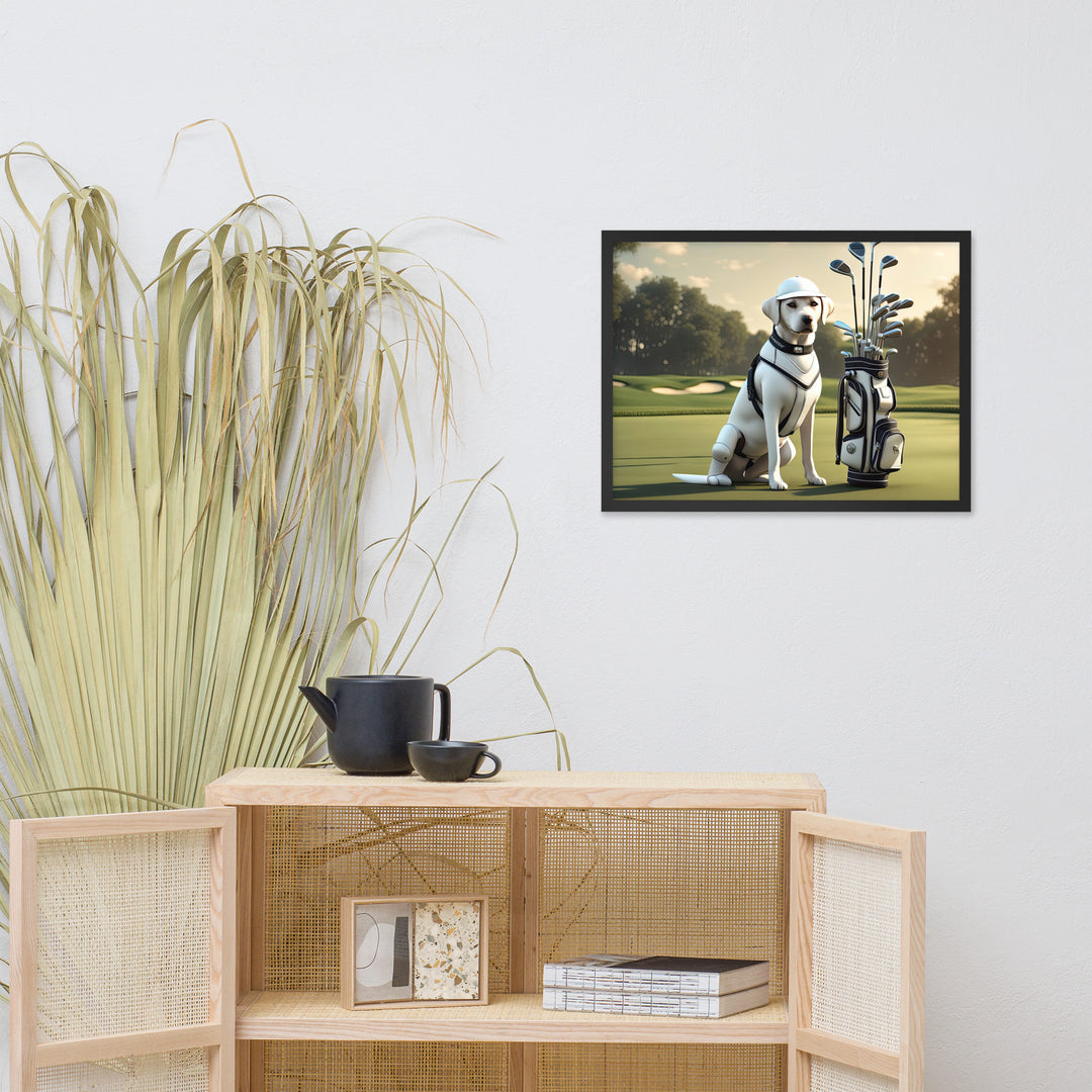 Framed poster-Labrador Retriever Golfer V6