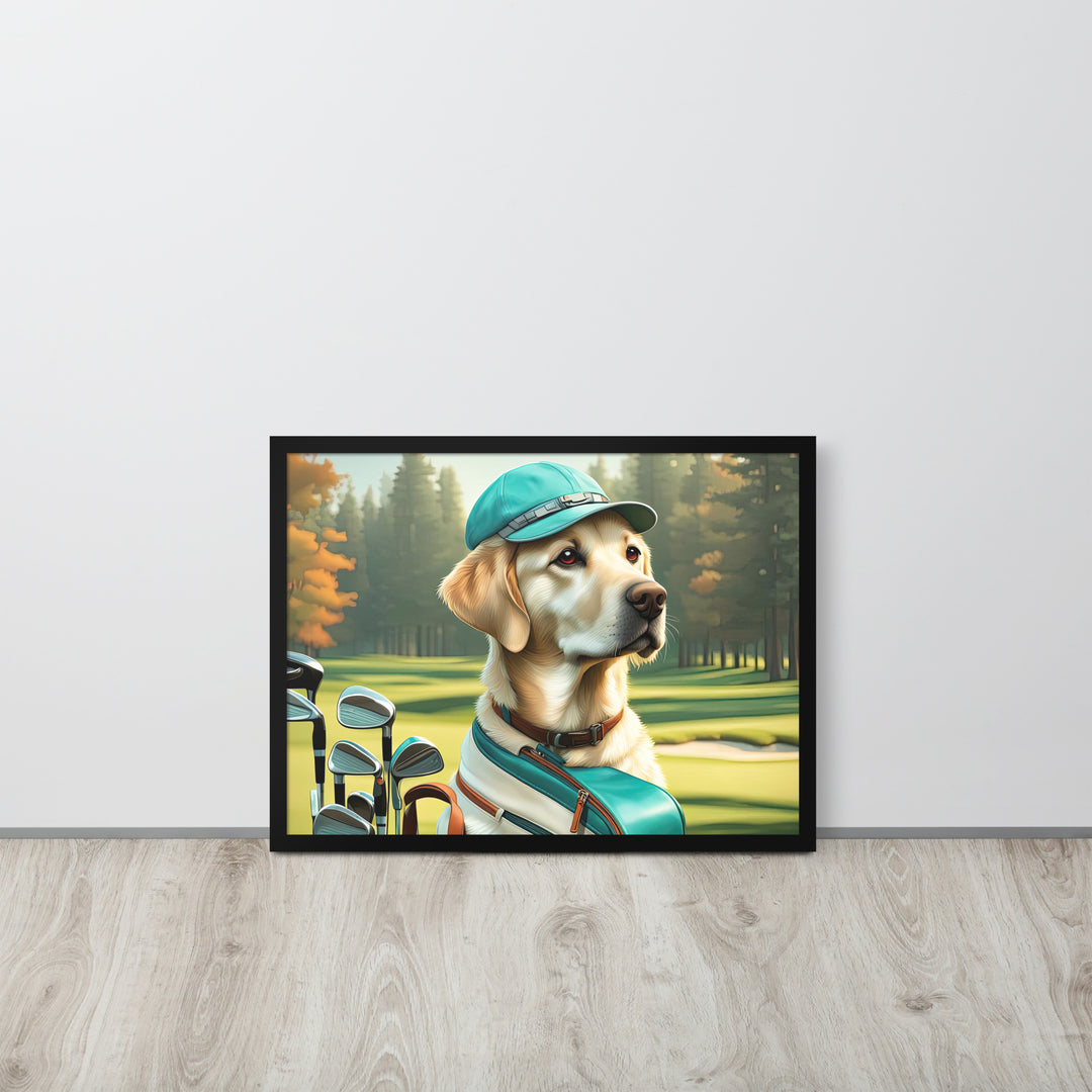 Framed poster-Labrador Retriever Golfer V10