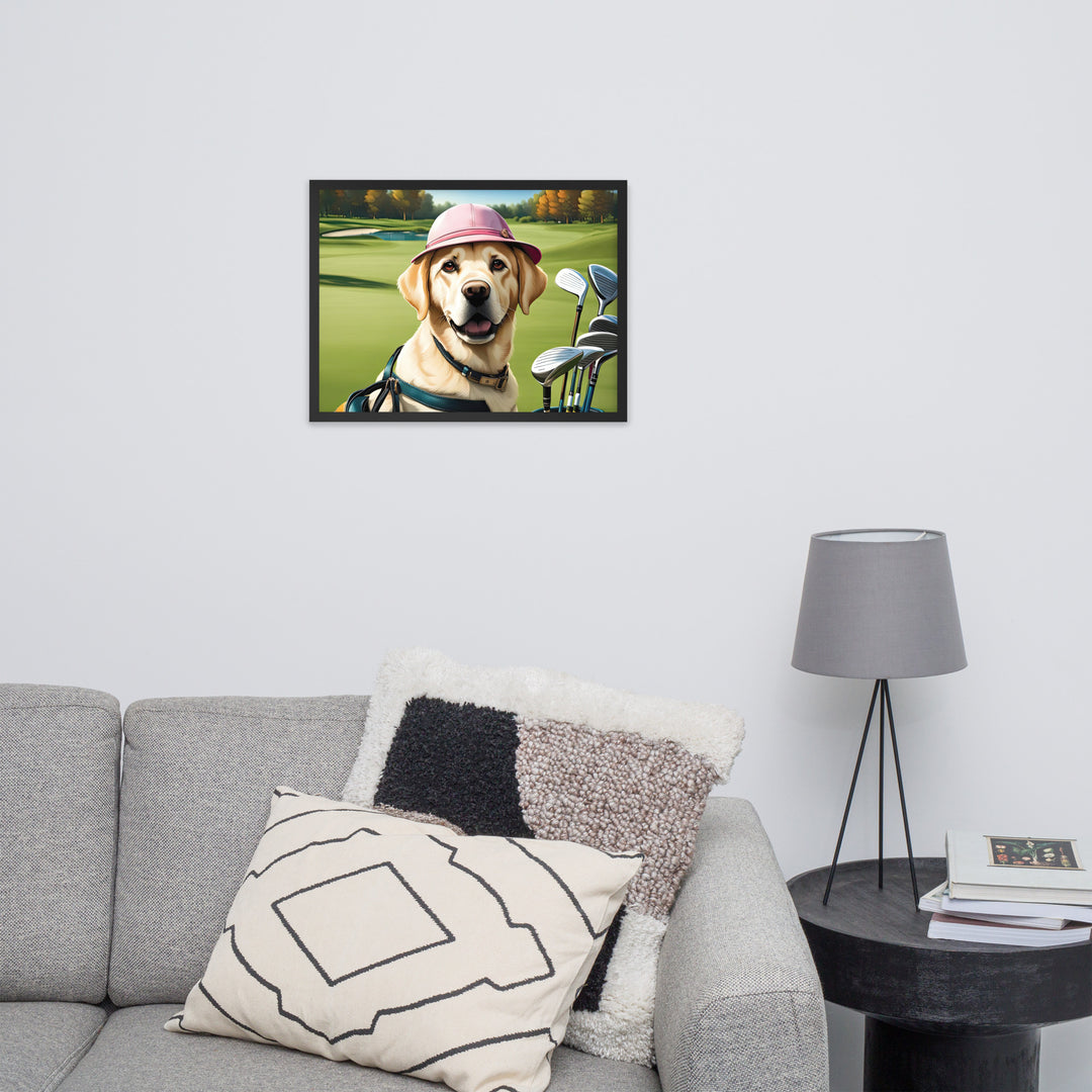 Framed poster-Labrador Retriever Golfer V19