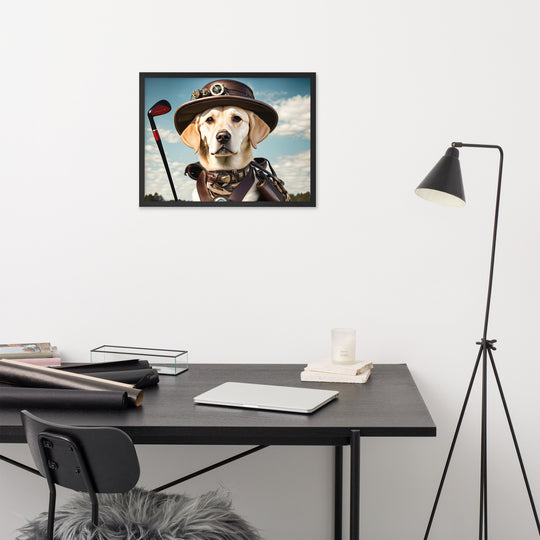 Framed poster-Labrador Retriever Golfer V20