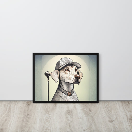 Framed poster-Labrador Retriever Golfer V22