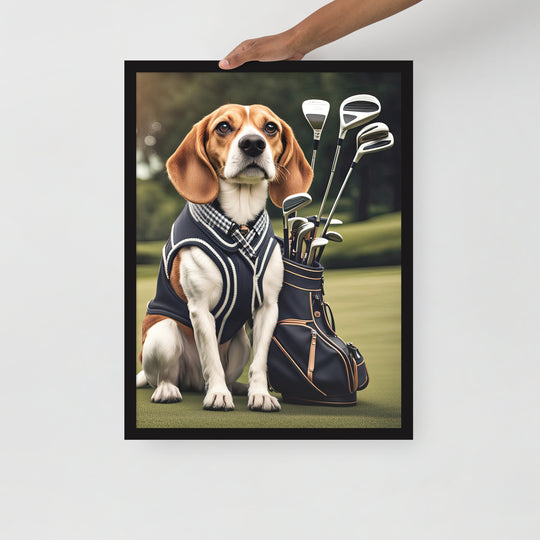 Beagle Golfer- Framed poster