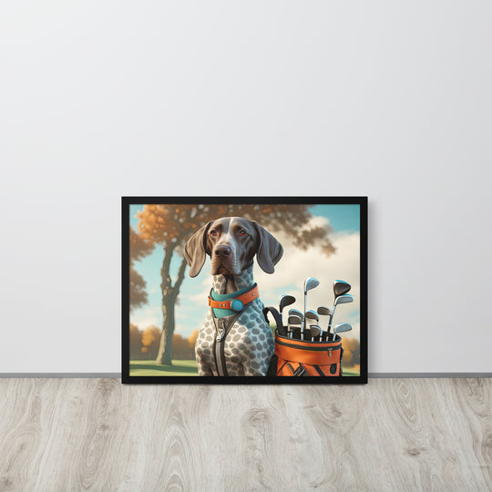 German Shorthaired Pointer Golfer- Framed poster