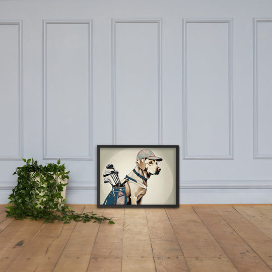 Framed poster-Labrador Retriever Golfer