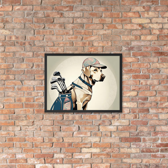 Framed poster-Labrador Retriever Golfer