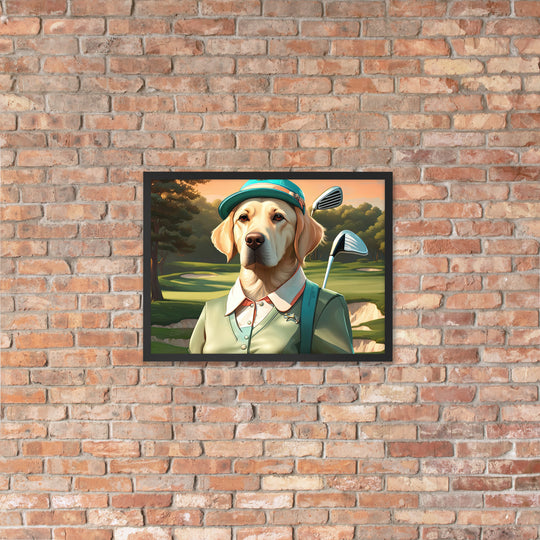 Framed poster-Labrador Retriever Golfer V14