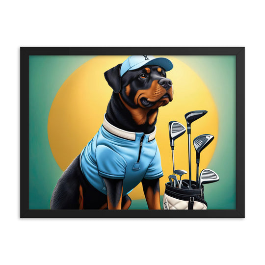 Rottweiler Golfer- Framed poster v2