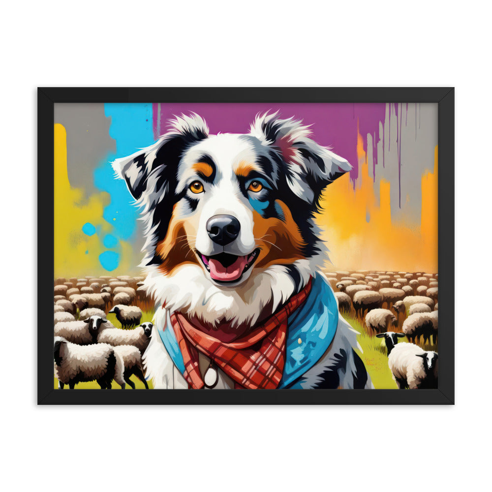 Australian Shepherd- Framed poster v3