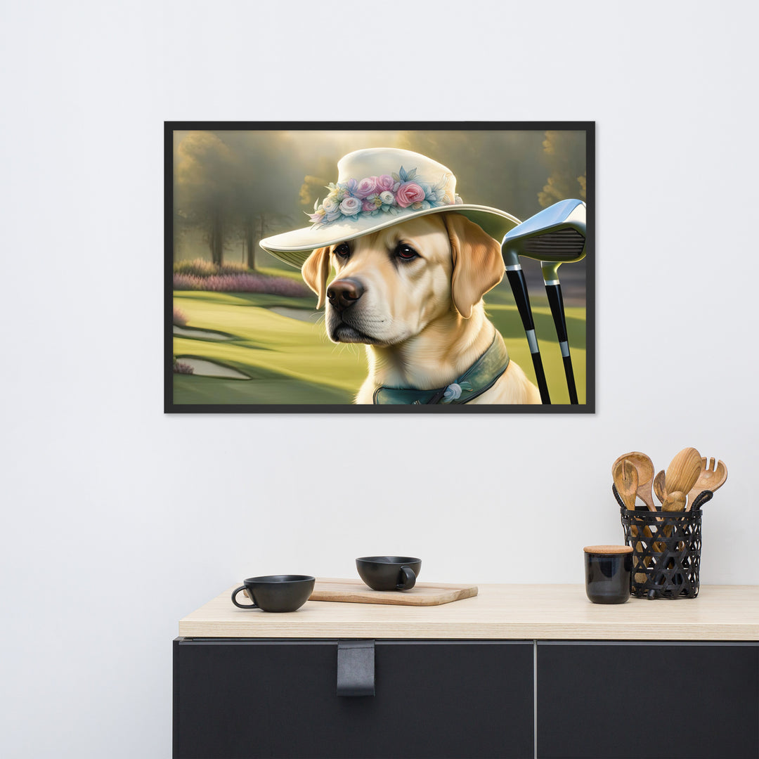 Framed poster-Labrador Retriever Golfer V5