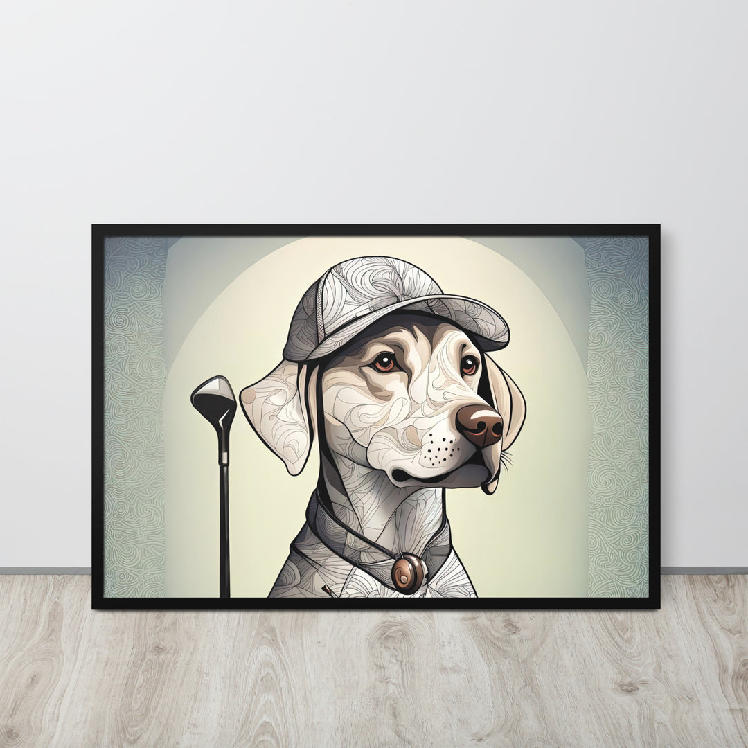 Framed poster-Labrador Retriever Golfer V22