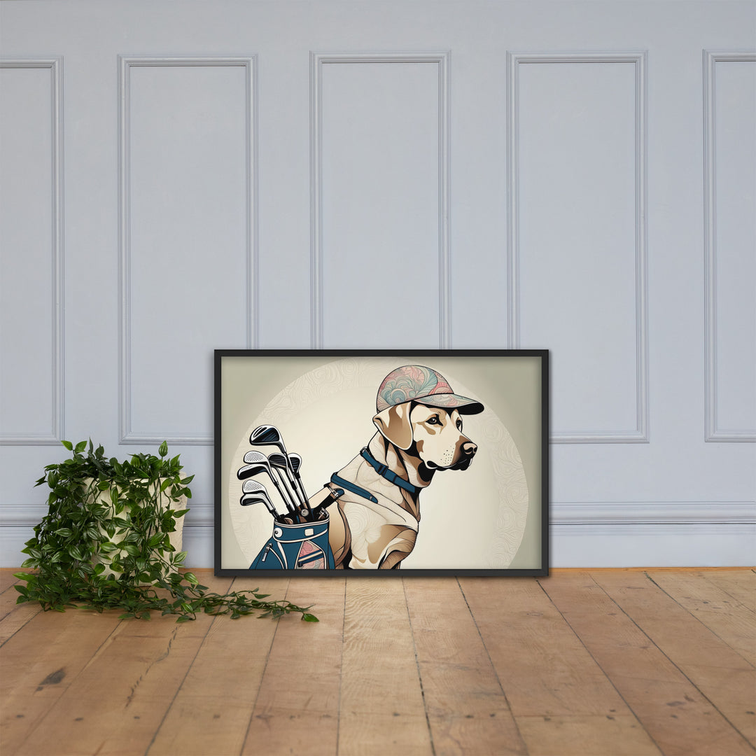 Framed poster-Labrador Retriever Golfer