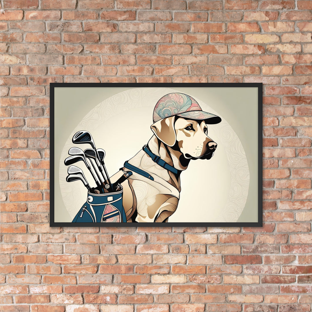 Framed poster-Labrador Retriever Golfer