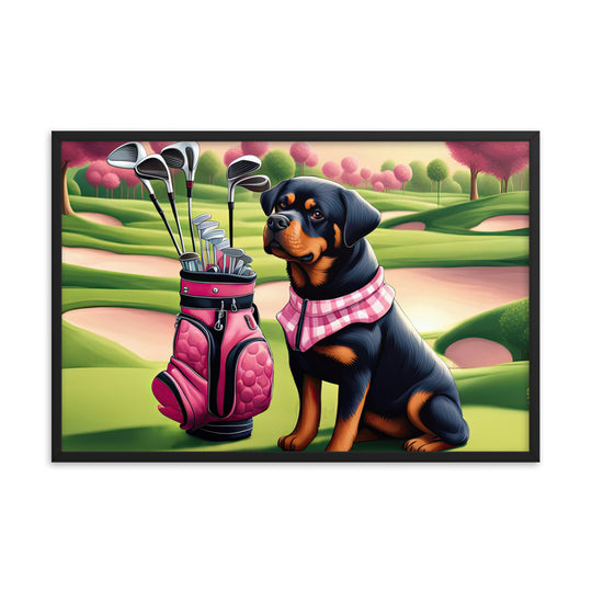 Rottweiler Golfer- Framed poster