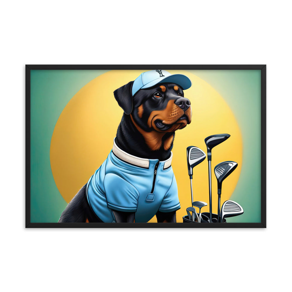 Rottweiler Golfer- Framed poster v2