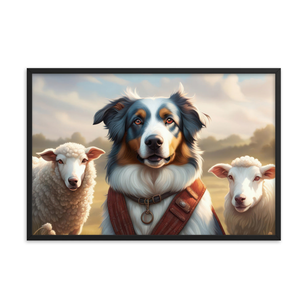 Australian Shepherd- Framed poster v4