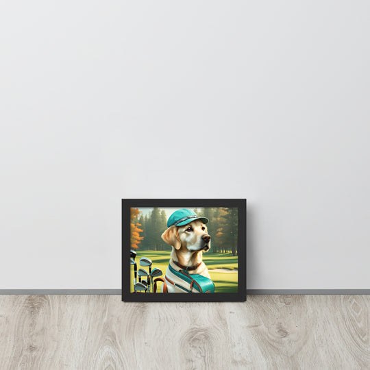 Framed poster-Labrador Retriever Golfer V10