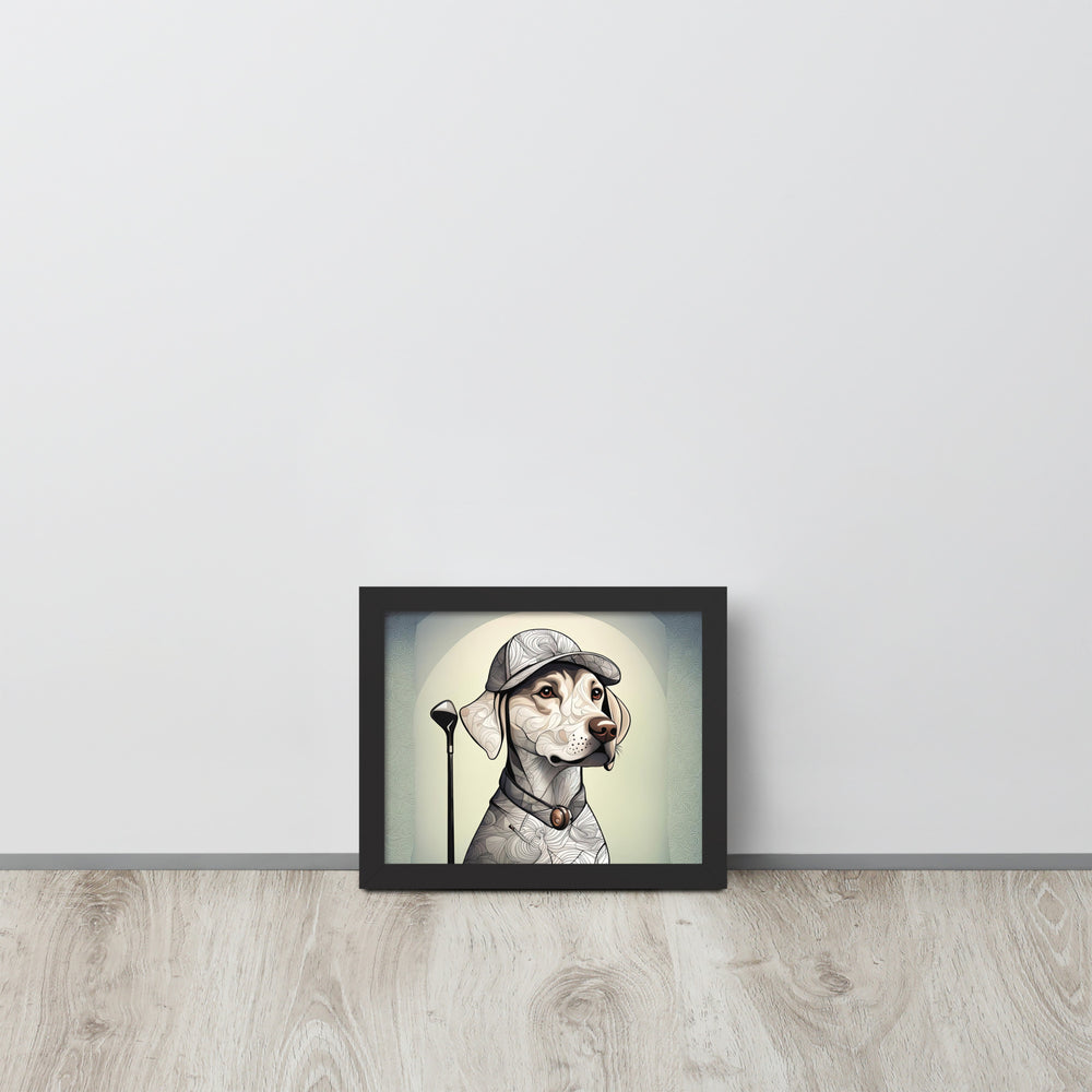 Framed poster-Labrador Retriever Golfer V22