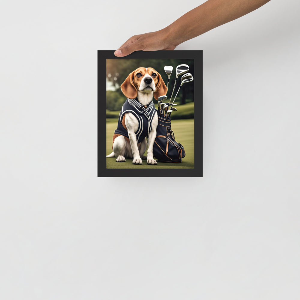 Beagle Golfer- Framed poster