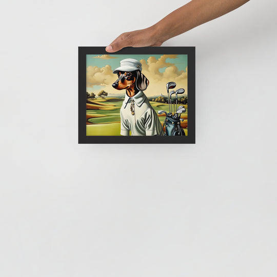 Dachshund Golfer- Framed poster v3