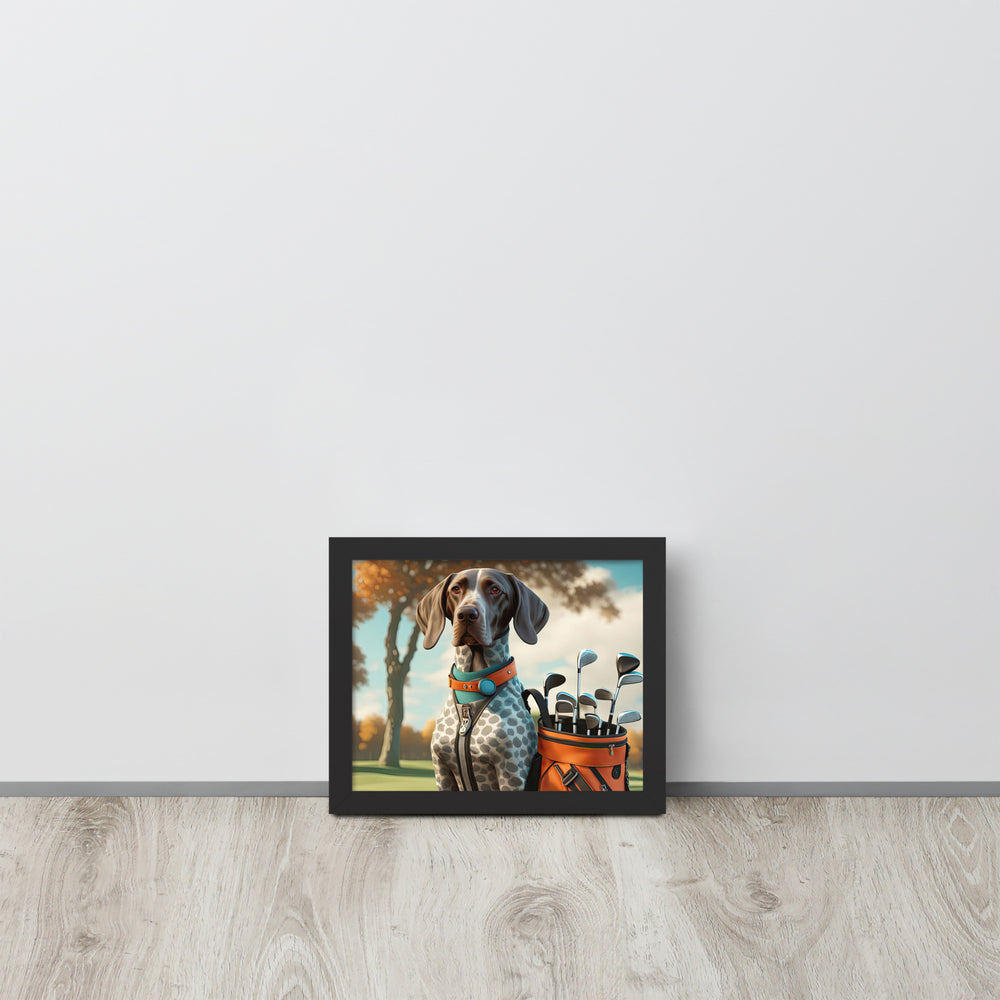 German Shorthaired Pointer Golfer- Framed poster