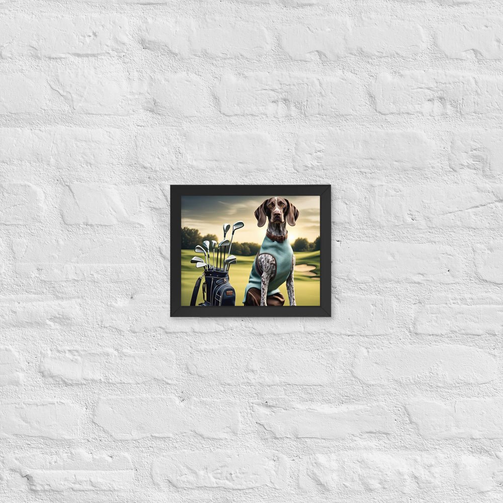 German Shorthaired Pointer Golfer- Framed poster v2