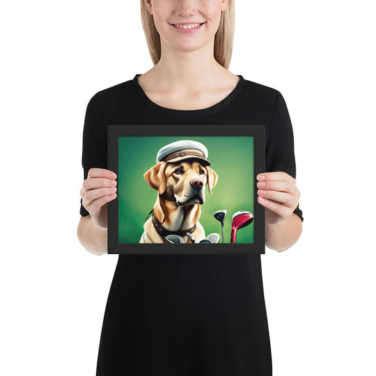 Framed poster-Labrador Retriever Golfer V3