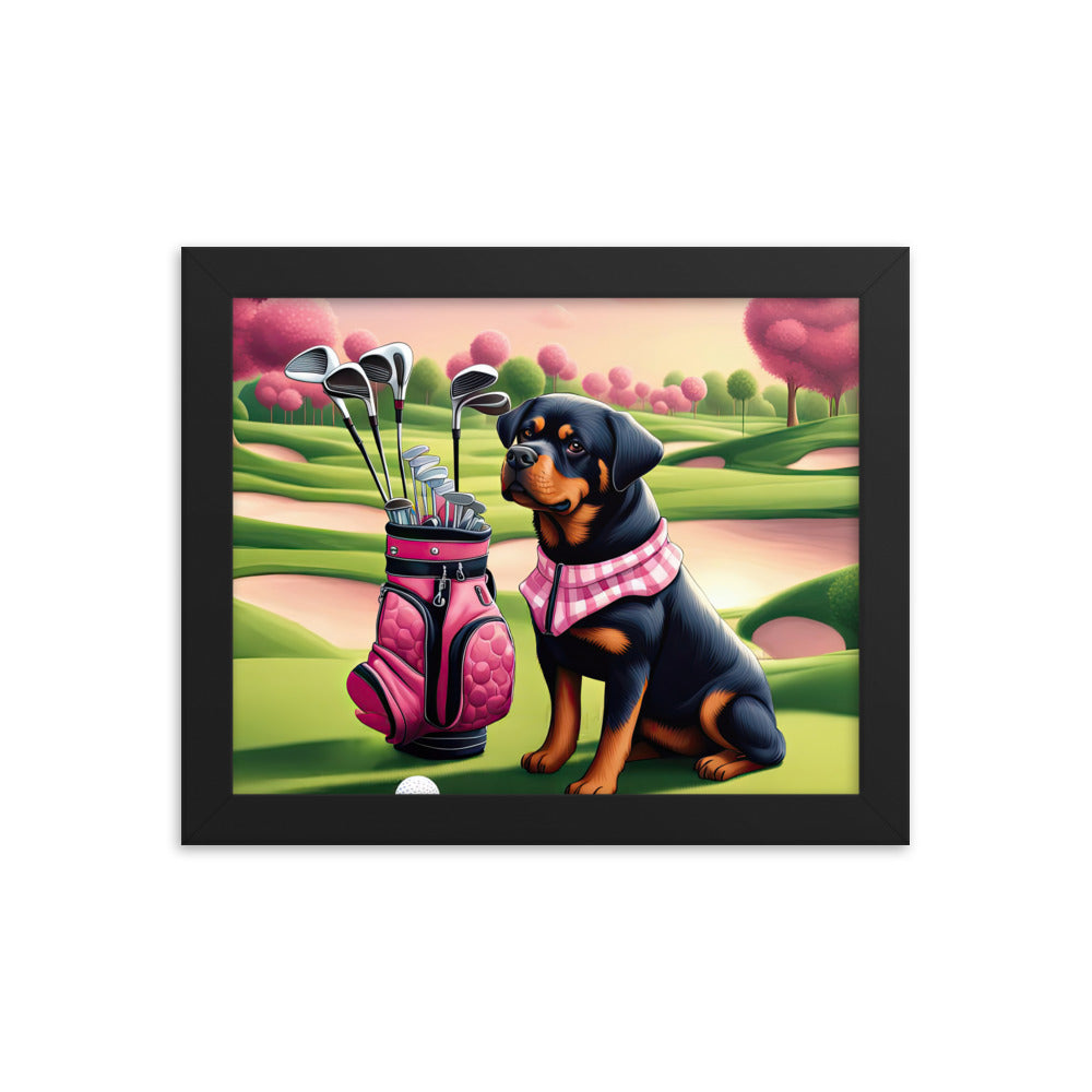 Rottweiler Golfer- Framed poster