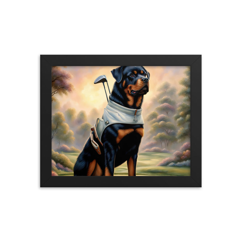 Rottweiler Golfer- Framed poster v3