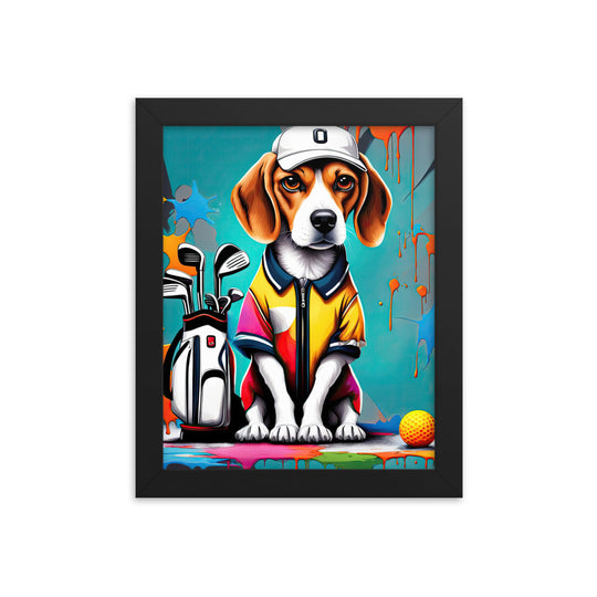 Beagle Golfer- Framed poster v4