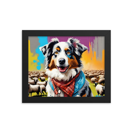 Australian Shepherd- Framed poster v3