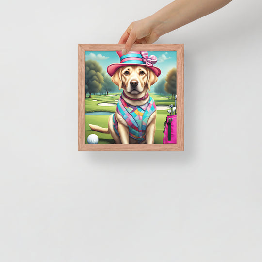 Framed poster-Labrador Retriever Golfer V9