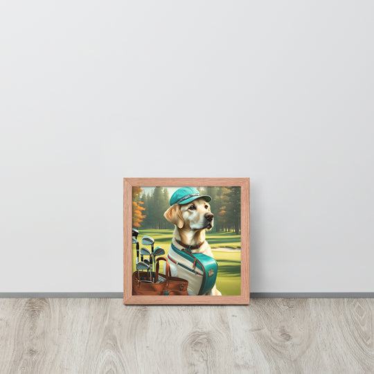 Framed poster-Labrador Retriever Golfer V10