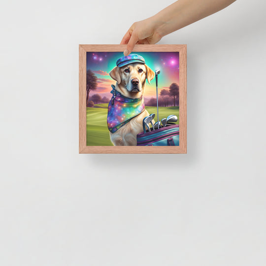 Framed poster-Labrador Retriever Golfer V21