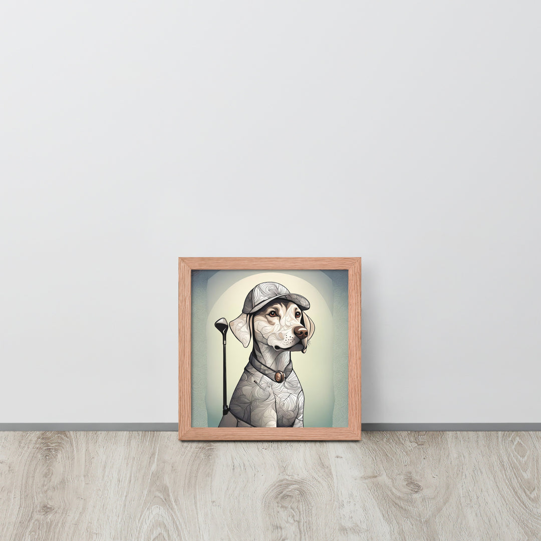 Framed poster-Labrador Retriever Golfer V22