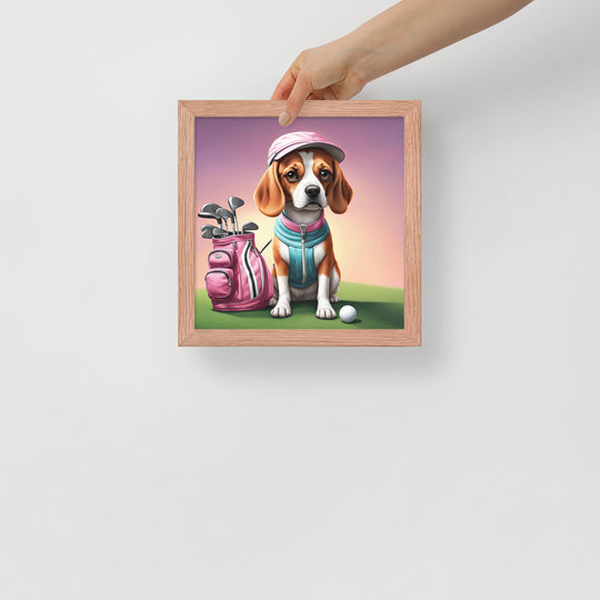 Beagle Golfer- Framed poster v3