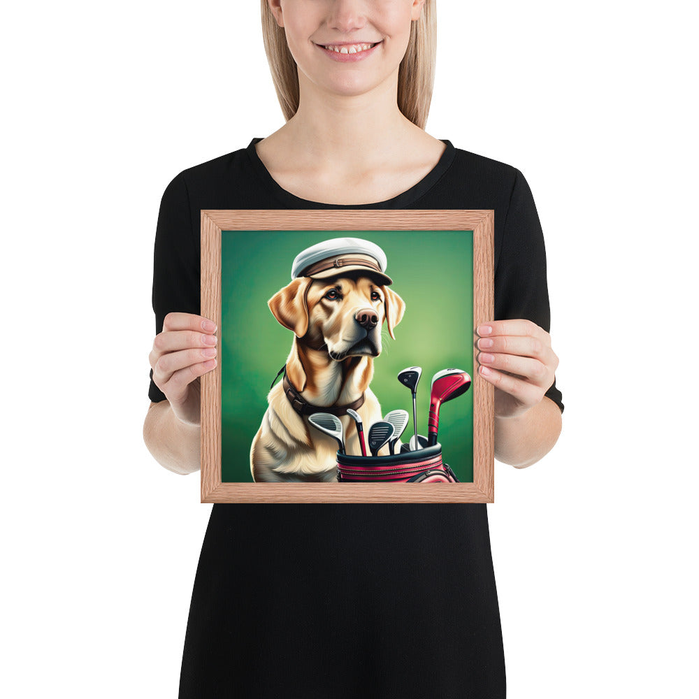 Framed poster-Labrador Retriever Golfer V3