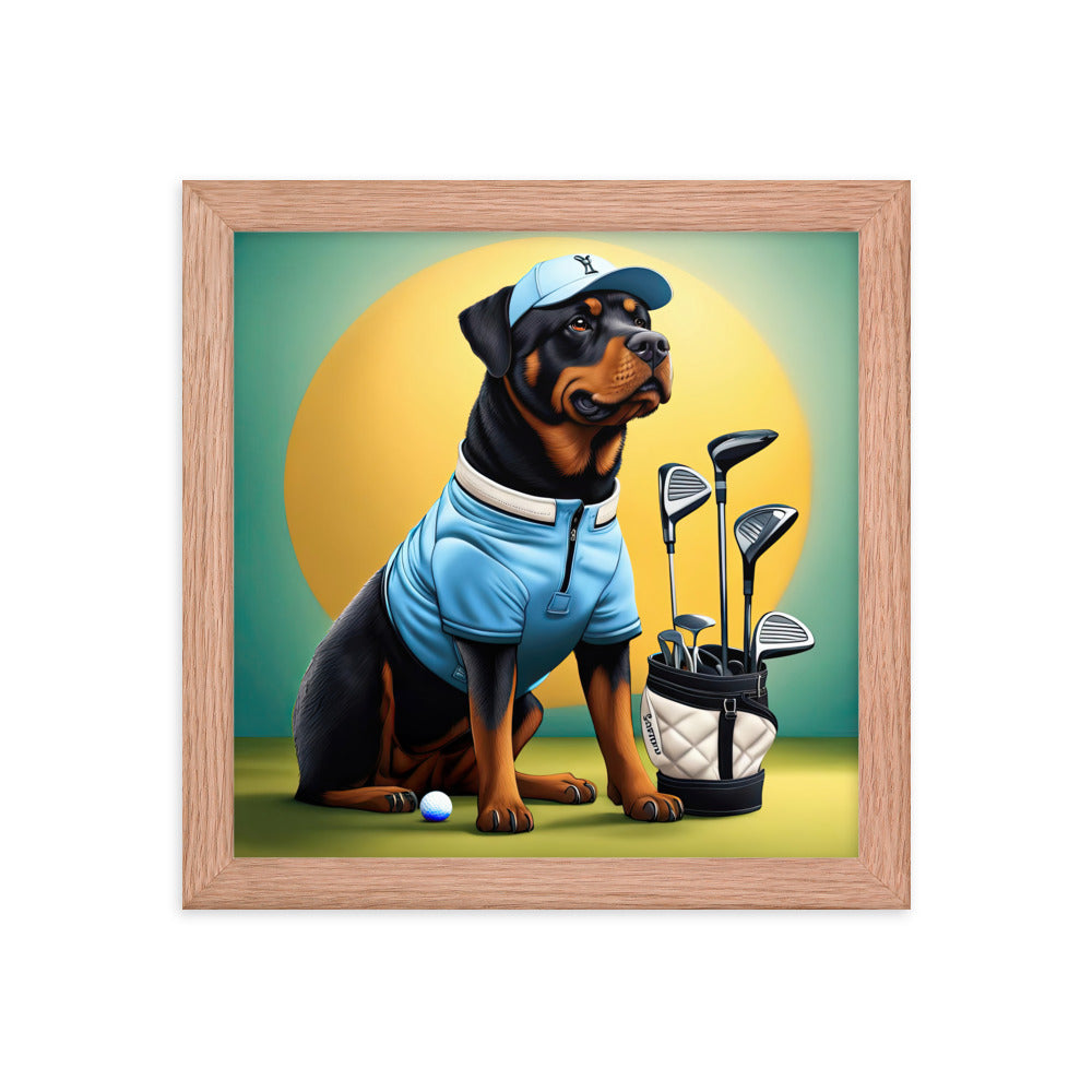 Rottweiler Golfer- Framed poster v2