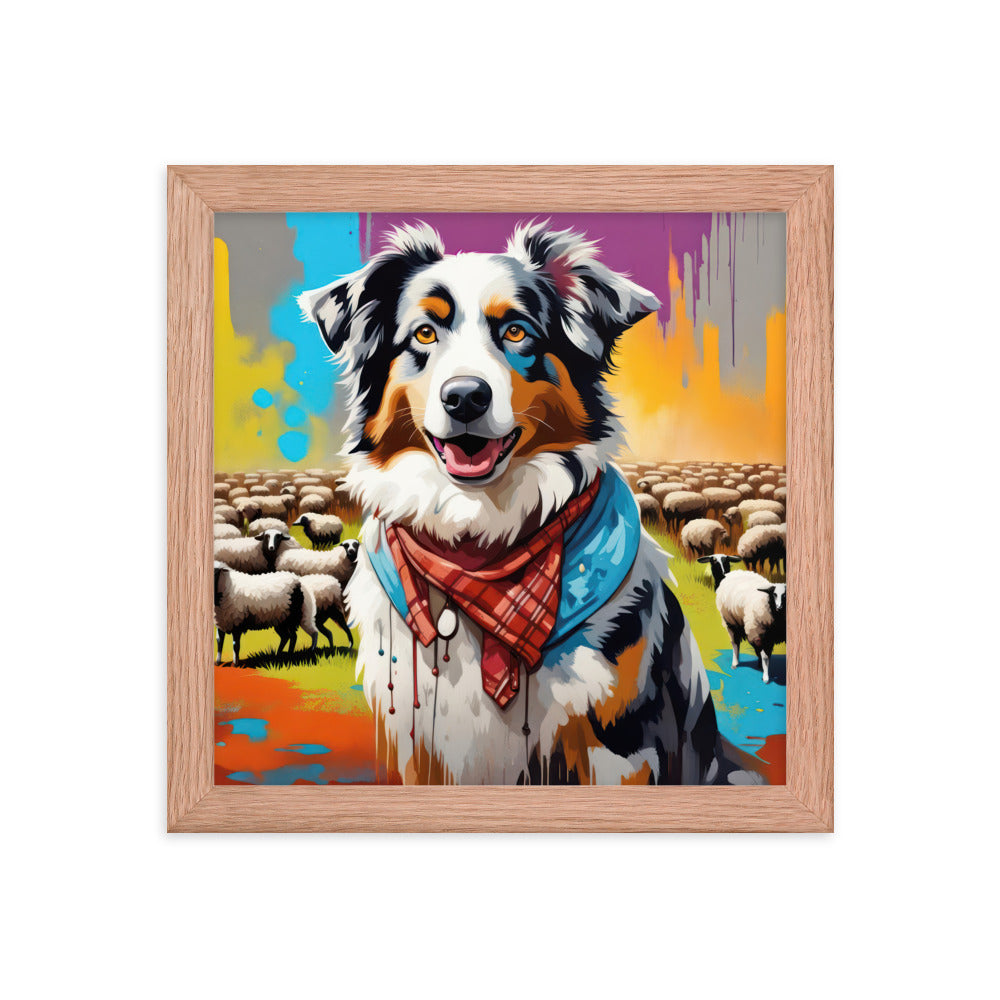 Australian Shepherd- Framed poster v3